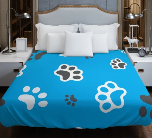 Cute Cat Paw Print Designs Duvet Cover