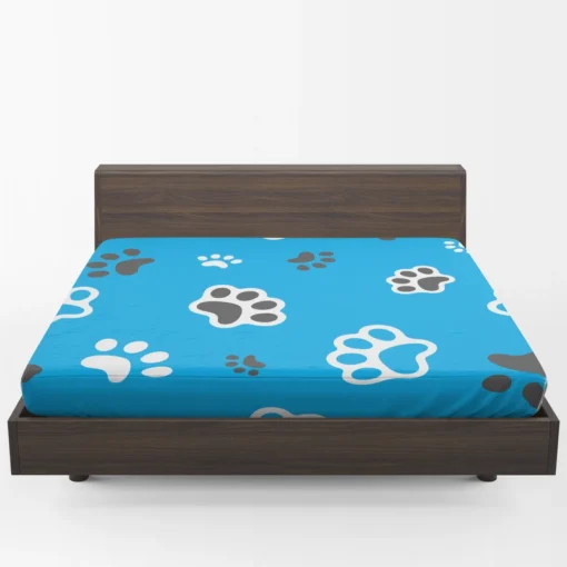 Cute Cat Paw Print Designs Fitted Sheet 1