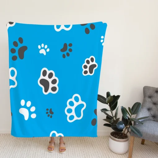 Cute Cat Paw Print Designs Fleece Blanket