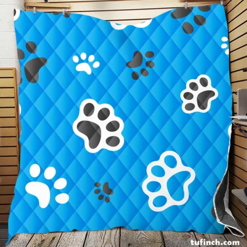 Cute Cat Paw Print Designs Quilt Blanket