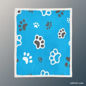 Cute Cat Paw Print Designs Sherpa Fleece Blanket 1