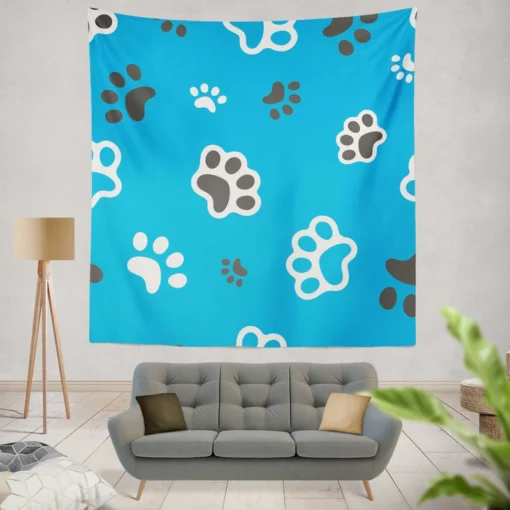 Cute Cat Paw Print Designs Wall Tapestry