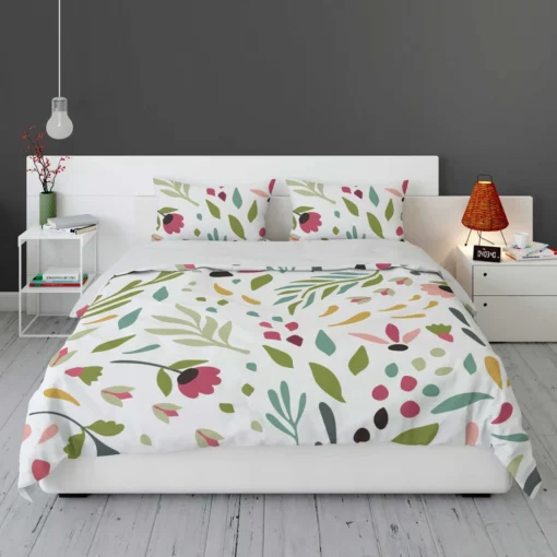 Cute Colorful Spring Flowers Leaves Bedding Set 1