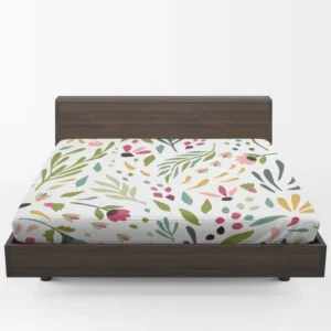 Cute Colorful Spring Flowers Leaves Fitted Sheet 1