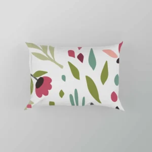 Cute Colorful Spring Flowers Leaves Pillow Case