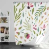 Cute Colorful Spring Flowers Leaves Shower Curtain