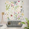 Cute Colorful Spring Flowers Leaves Wall Tapestry