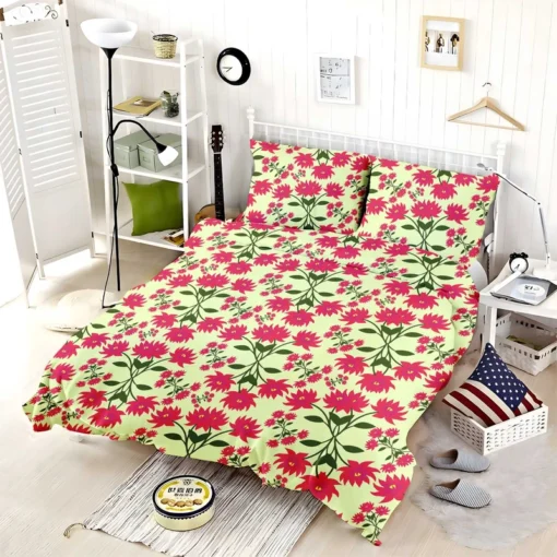 Cute Hot Pink Floral Bedding Set