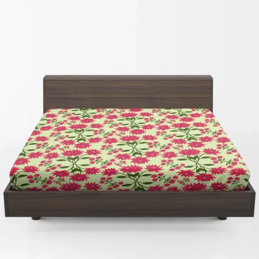 Cute Hot Pink Floral Fitted Sheet 1