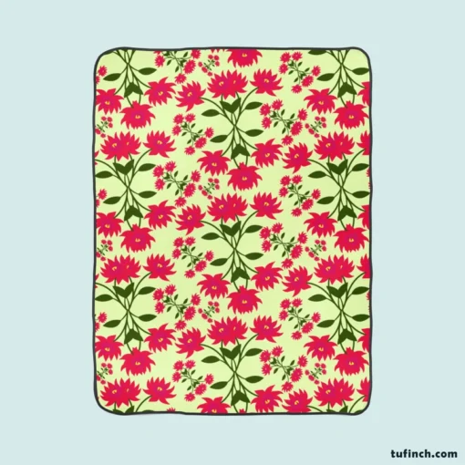 Cute Hot Pink Floral Fleece Blanket 1