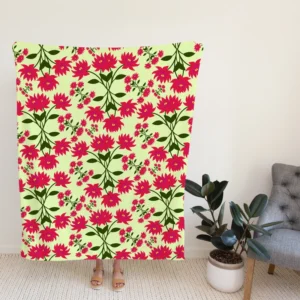 Cute Hot Pink Floral Fleece Blanket