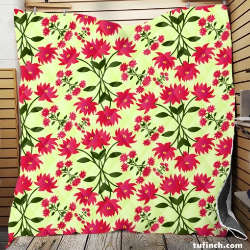 Cute Hot Pink Floral Quilt Blanket