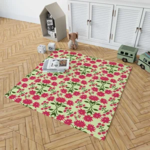 Cute Hot Pink Floral Rug 1