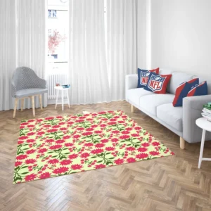 Cute Hot Pink Floral Rug 2