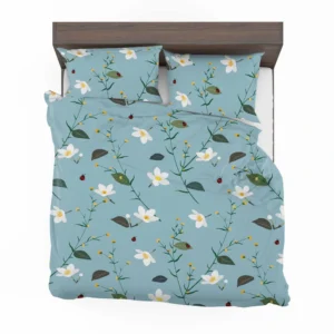 Cute Little White Blooming White Flowers Bedding Set 2