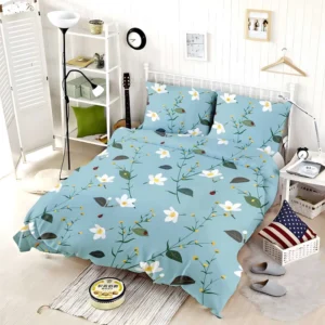 Cute Little White Blooming White Flowers Bedding Set