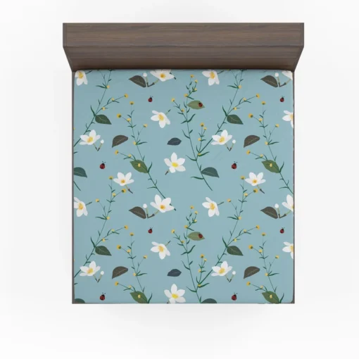 Cute Little White Blooming White Flowers Fitted Sheet