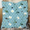 Cute Little White Blooming White Flowers Quilt Blanket