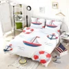 Cute Nautical Sailboat Lifebuoy Anchor Pattern Bedding Set