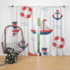 Cute Nautical Sailboat Lifebuoy Anchor Pattern Curtain