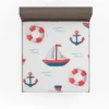 Cute Nautical Sailboat Lifebuoy Anchor Pattern Fitted Sheet