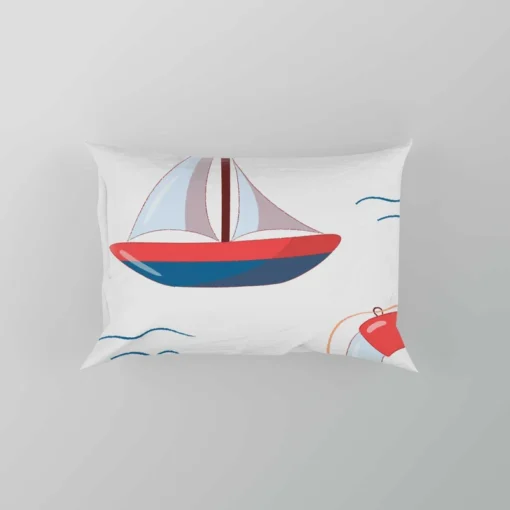 Cute Nautical Sailboat Lifebuoy Anchor Pattern Pillow Case