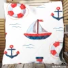 Cute Nautical Sailboat Lifebuoy Anchor Pattern Quilt Blanket