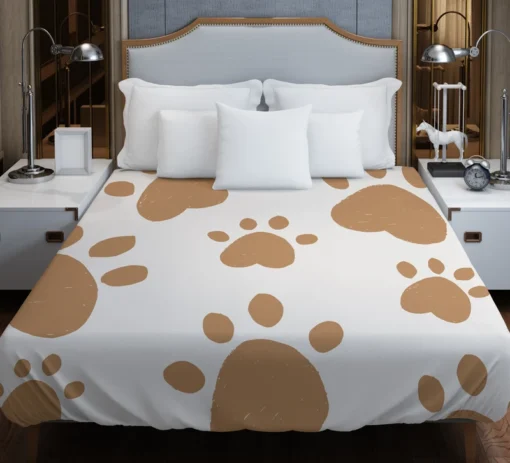 Cute Paw Print Pattern Duvet Cover