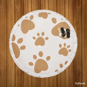 Cute Paw Print Pattern Round Beach Towel