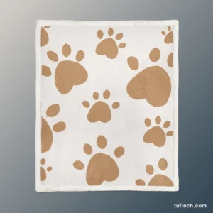 Cute Paw Print Pattern Sherpa Fleece Blanket 1