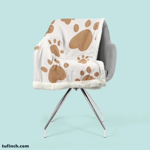 Cute Paw Print Pattern Sherpa Fleece Blanket 2