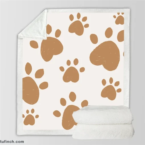 Cute Paw Print Pattern Sherpa Fleece Blanket