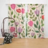 Cute Red Pink Tulips Flowers Design Curtain