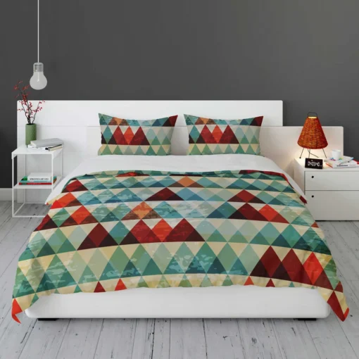 Cypress Pattern Green Red Orange Triangle Bedding Set 1