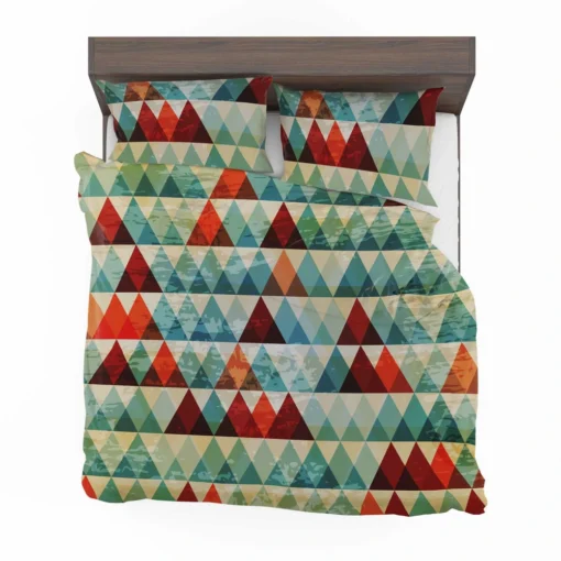 Cypress Pattern Green Red Orange Triangle Bedding Set 2