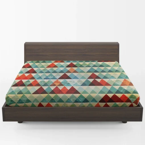 Cypress Pattern Green Red Orange Triangle Fitted Sheet 1