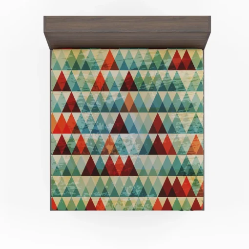 Cypress Pattern Green Red Orange Triangle Fitted Sheet