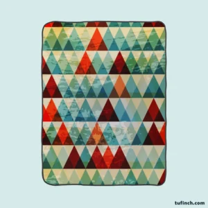 Cypress Pattern Green Red Orange Triangle Fleece Blanket 1