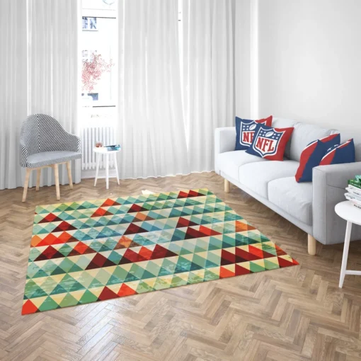 Cypress Pattern Green Red Orange Triangle Rug 2