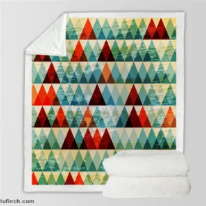 Cypress Pattern Green Red Orange Triangle Sherpa Fleece Blanket