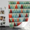 Cypress Pattern Green Red Orange Triangle Shower Curtain