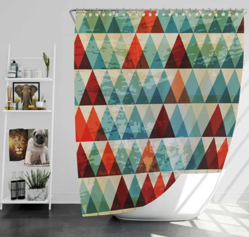 Cypress Pattern Green Red Orange Triangle Shower Curtain