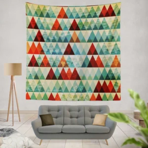 Cypress Pattern Green Red Orange Triangle Wall Tapestry