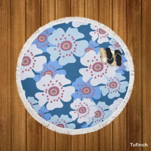 Daisies Summer Floral Print Round Beach Towel