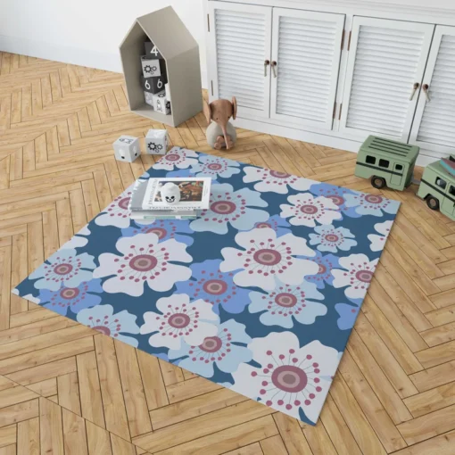 Daisies Summer Floral Print Rug 1