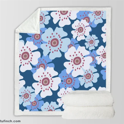 Daisies Summer Floral Print Sherpa Fleece Blanket