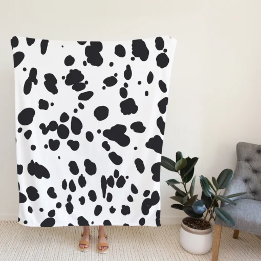 Dalmatian Print Black Dots Fleece Blanket