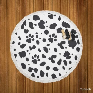 Dalmatian Skin Print Design Round Beach Towel