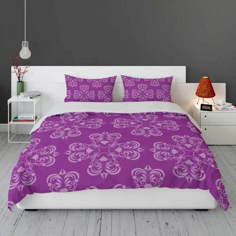 Damask Purple Floral Pattern Bedding Set 1