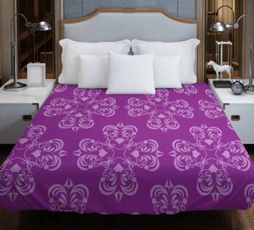 Damask Purple Floral Pattern Duvet Cover